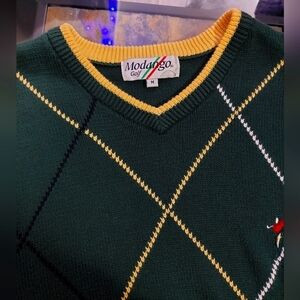 Vintage Modango Golf Knit V Neck Sweater Size M